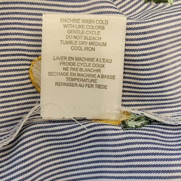 Love, Fire Tie-Waist Striped Button-Up Short Sleeved Blouse With Lemons Size XS - Picture 8 of 8